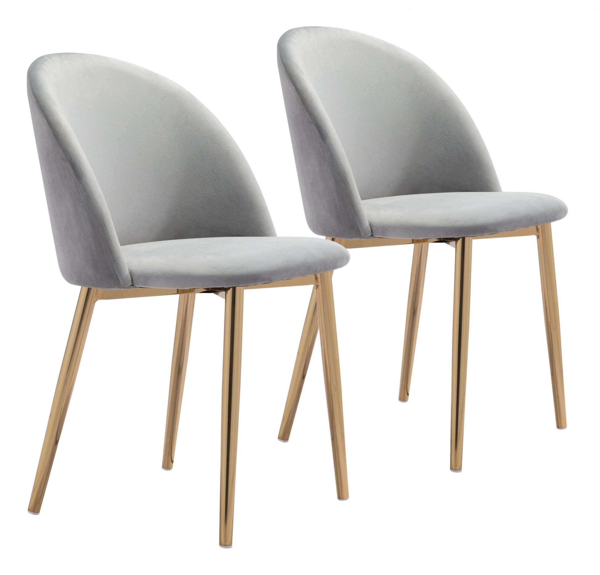 HomeRoots Set of 2 Pale Gray And Gold Modern Pringle Dining Chairs