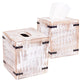 HomeRoots Set of 2 Rustic White Mango Wood Square Tissue Holders