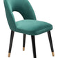HomeRoots Set of 2 Teal Green Thick Loop Back Dining Chairs