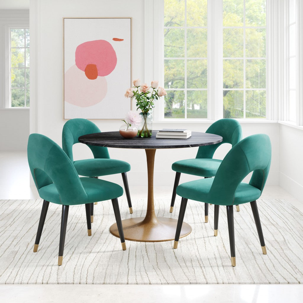 HomeRoots Set of 2 Teal Green Thick Loop Back Dining Chairs
