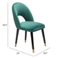 HomeRoots Set of 2 Teal Green Thick Loop Back Dining Chairs