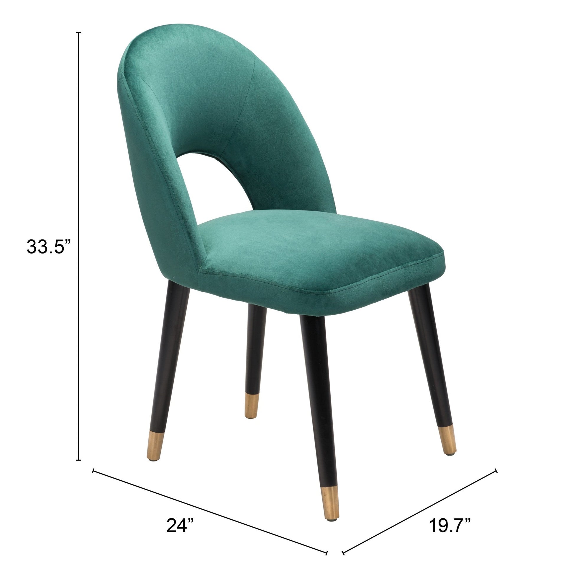 HomeRoots Set of 2 Teal Green Thick Loop Back Dining Chairs