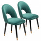 HomeRoots Set of 2 Teal Green Thick Loop Back Dining Chairs