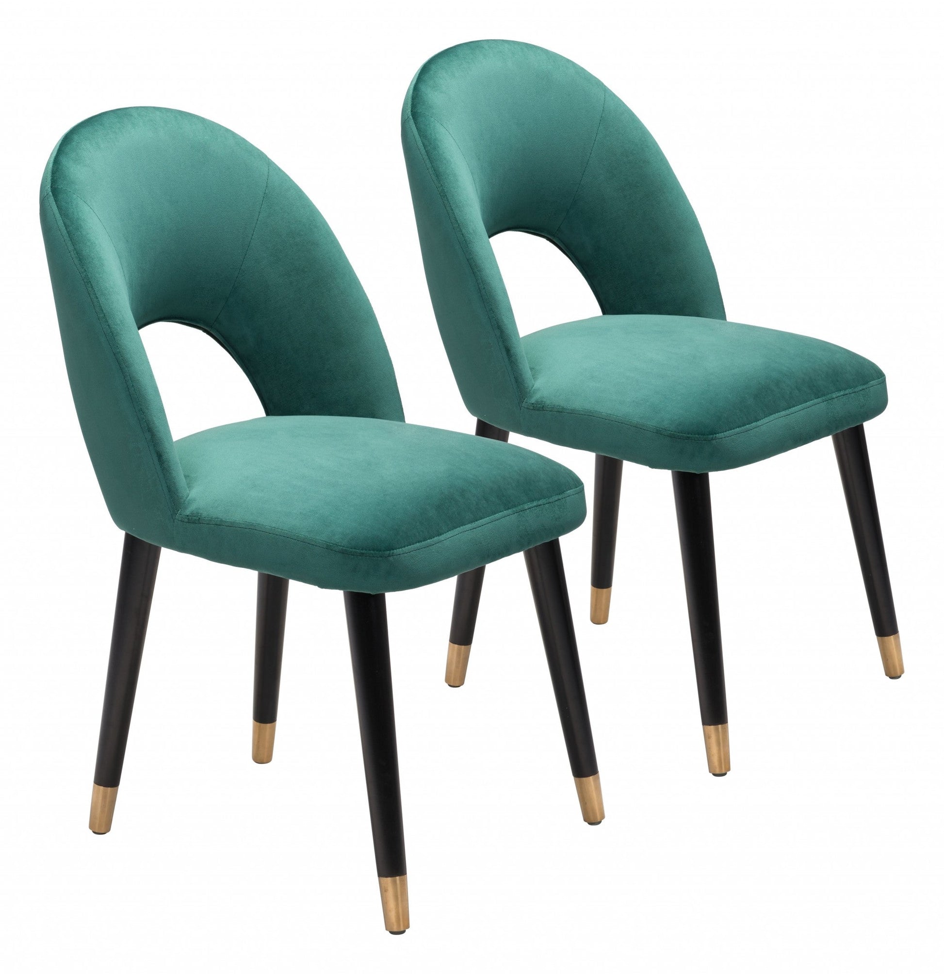 HomeRoots Set of 2 Teal Green Thick Loop Back Dining Chairs