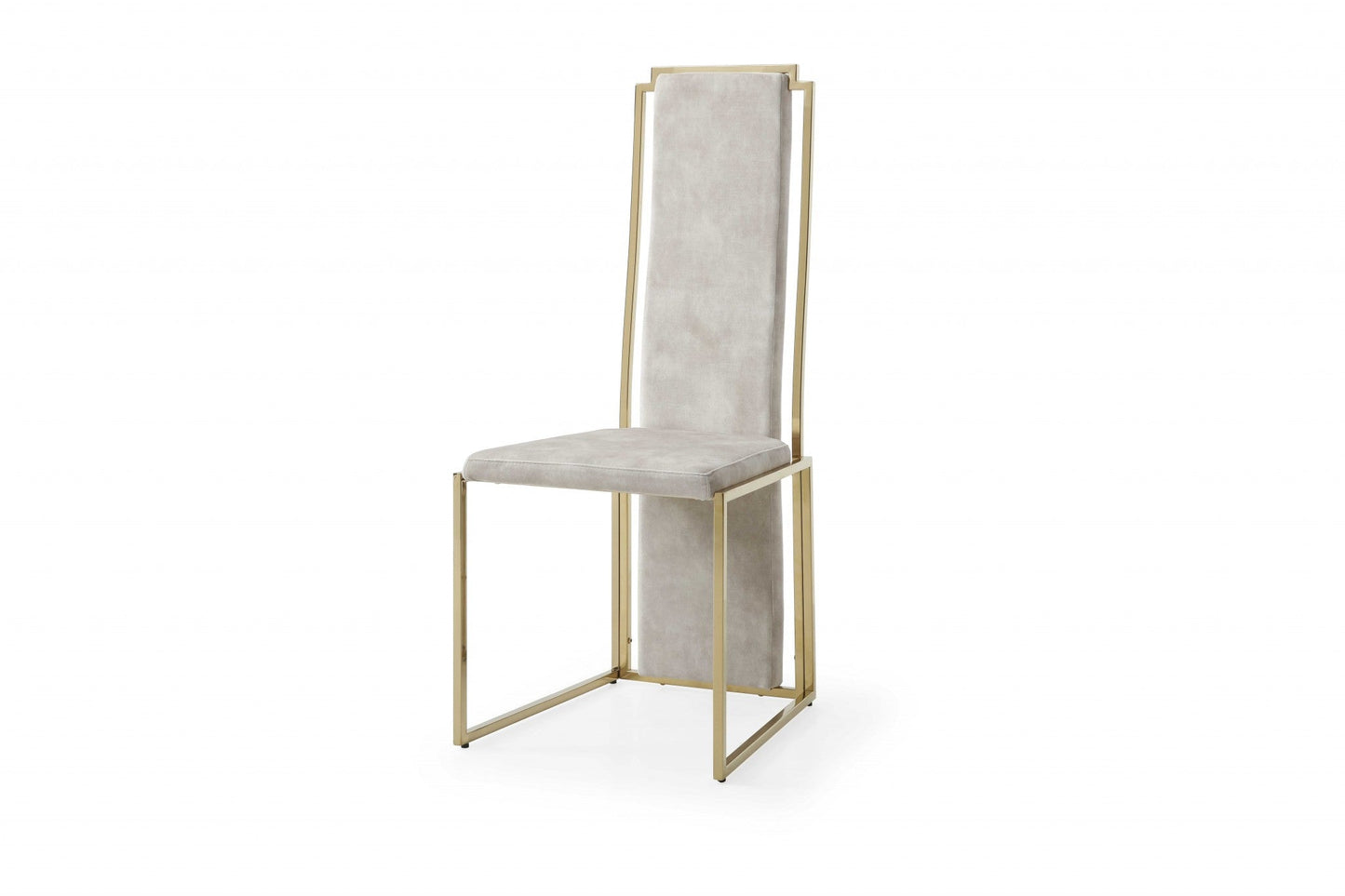 HomeRoots Set of 2 Ultra Modern Beige Suede and Gold Dining Chairs