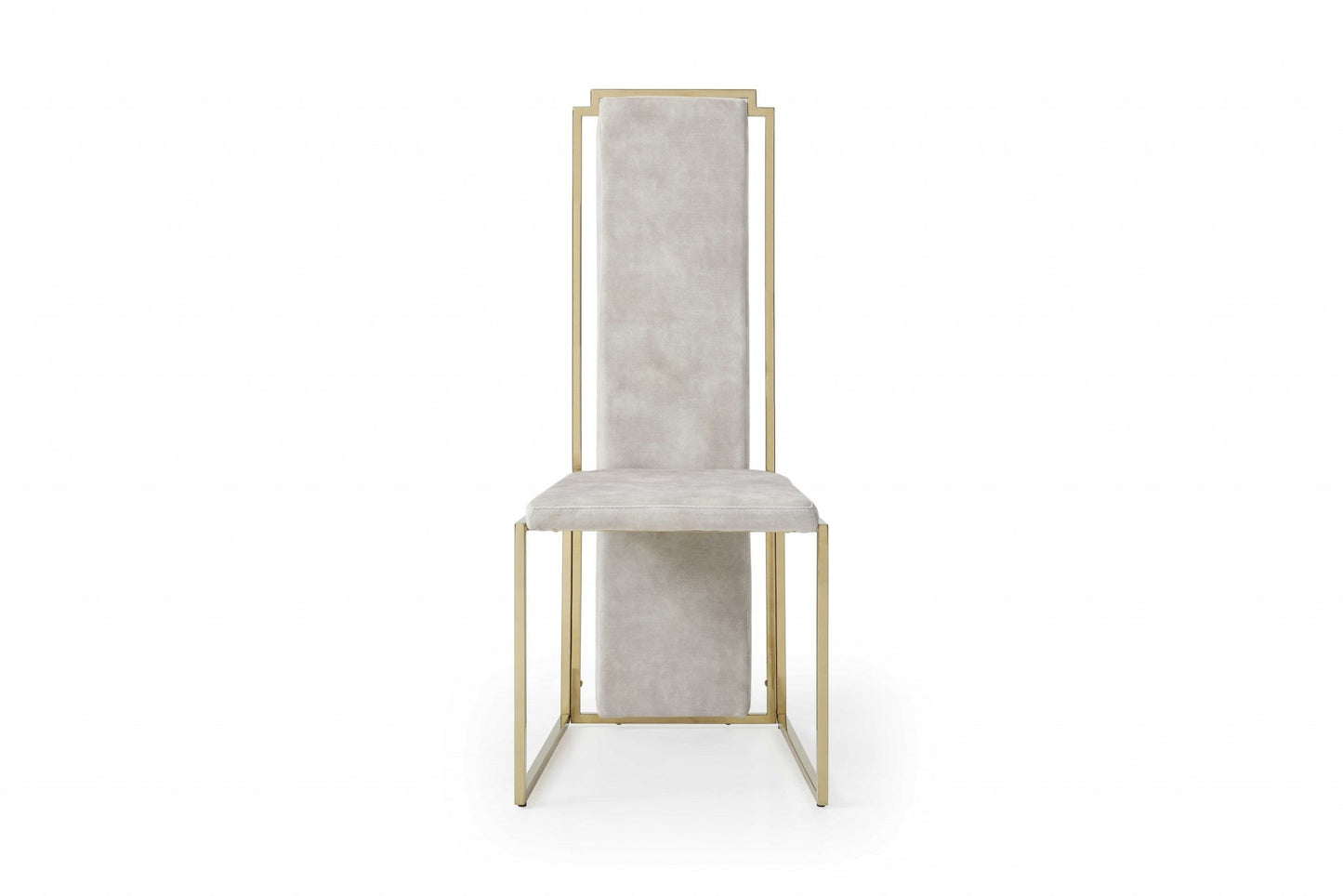 HomeRoots Set of 2 Ultra Modern Beige Suede and Gold Dining Chairs