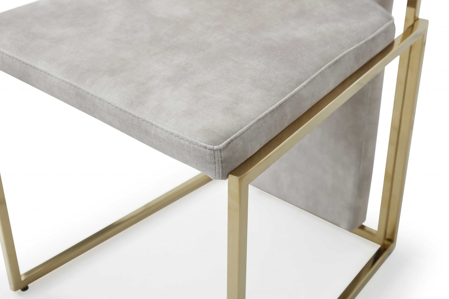 HomeRoots Set of 2 Ultra Modern Beige Suede and Gold Dining Chairs