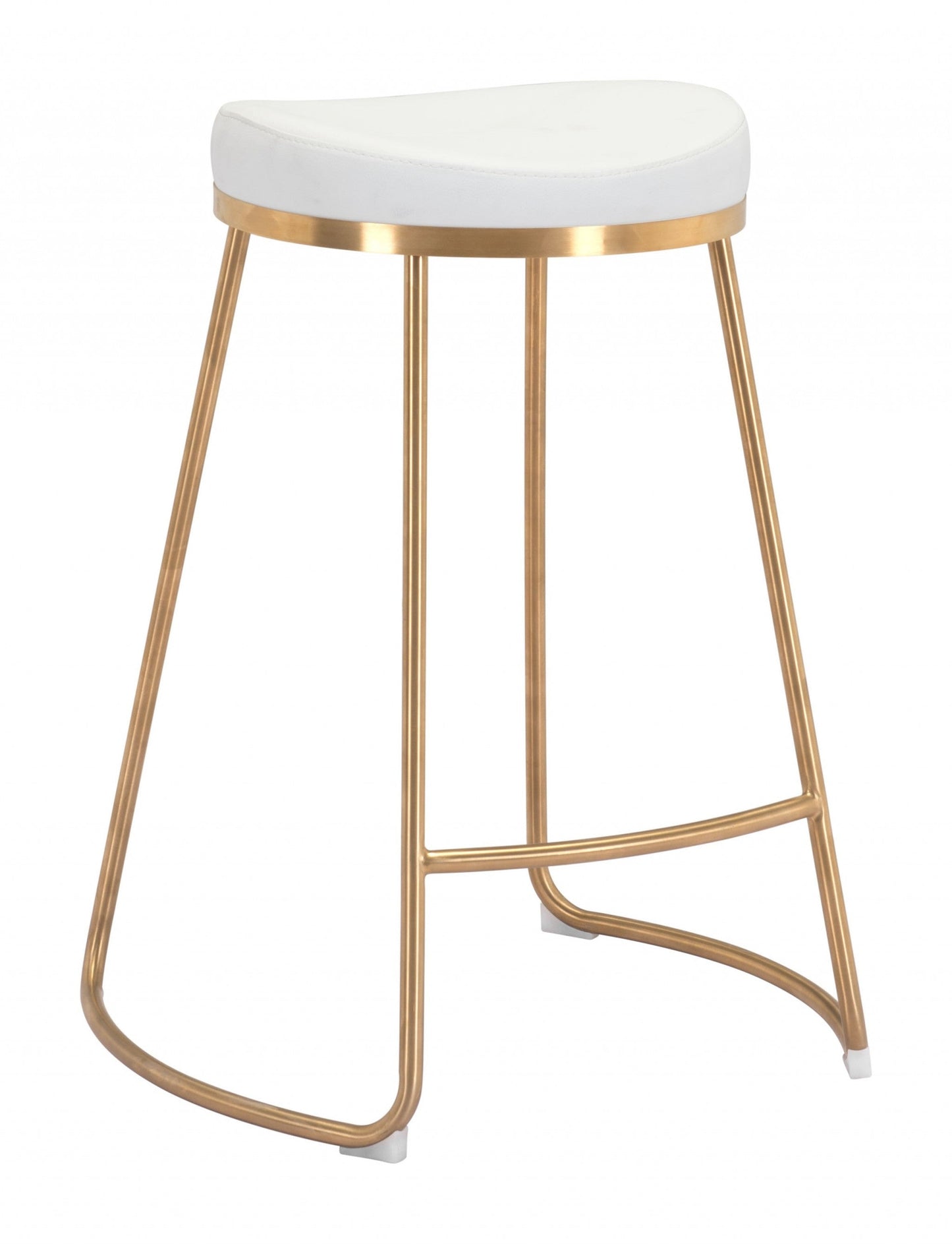 HomeRoots Set of 2 White And Gold Modern Glam Geo Backless Counter Stools