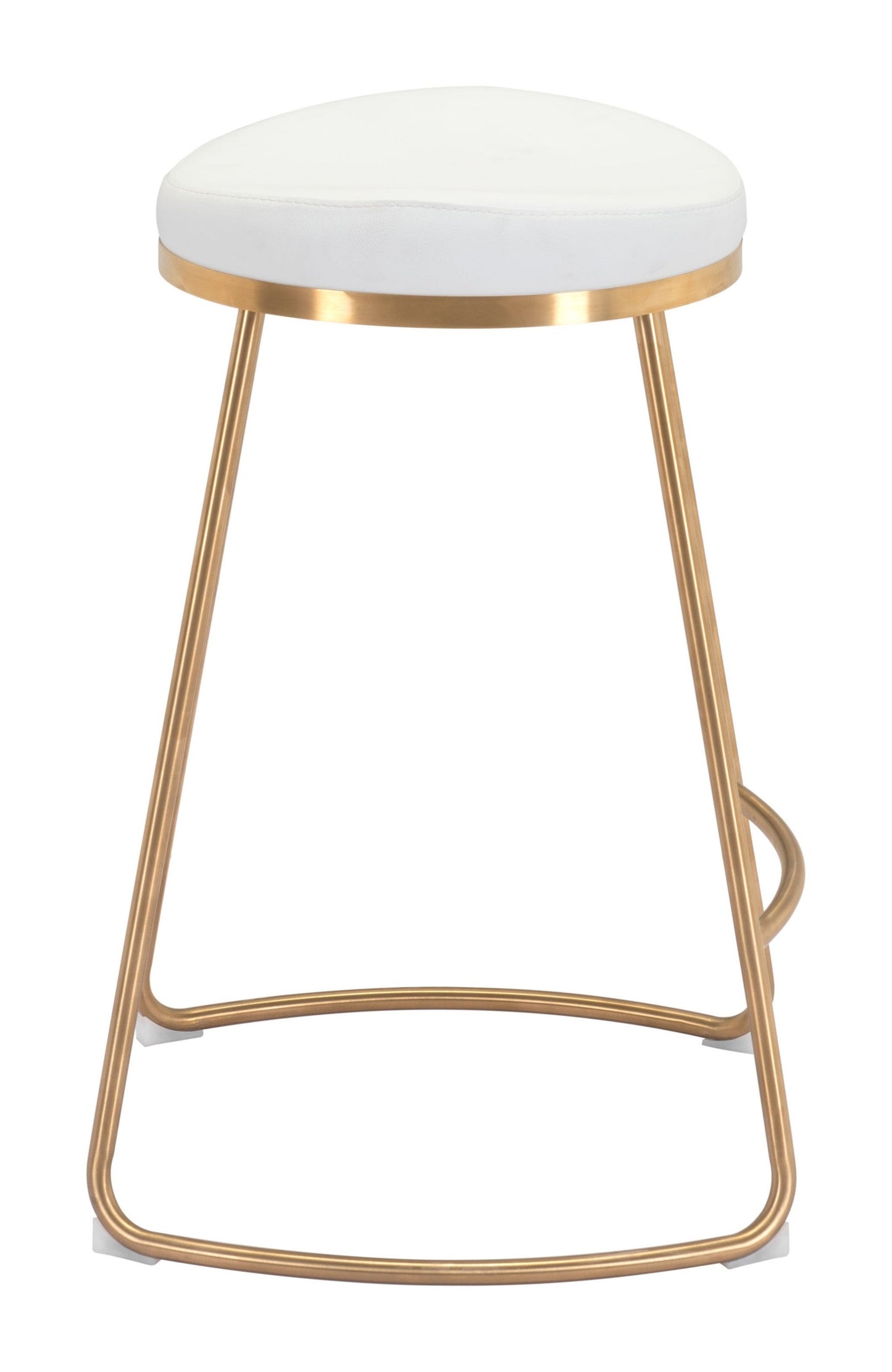 HomeRoots Set of 2 White And Gold Modern Glam Geo Backless Counter Stools
