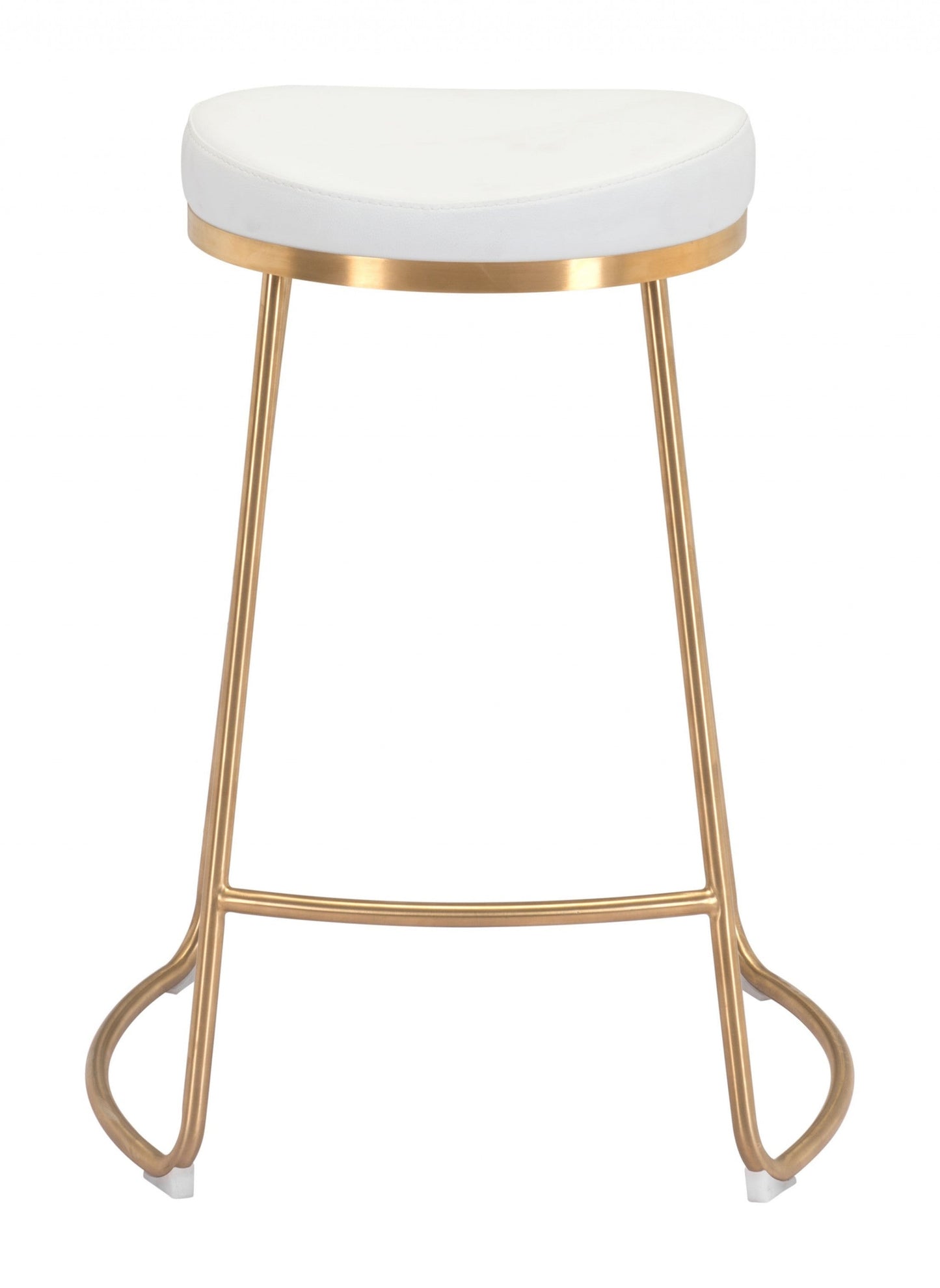 HomeRoots Set of 2 White And Gold Modern Glam Geo Backless Counter Stools