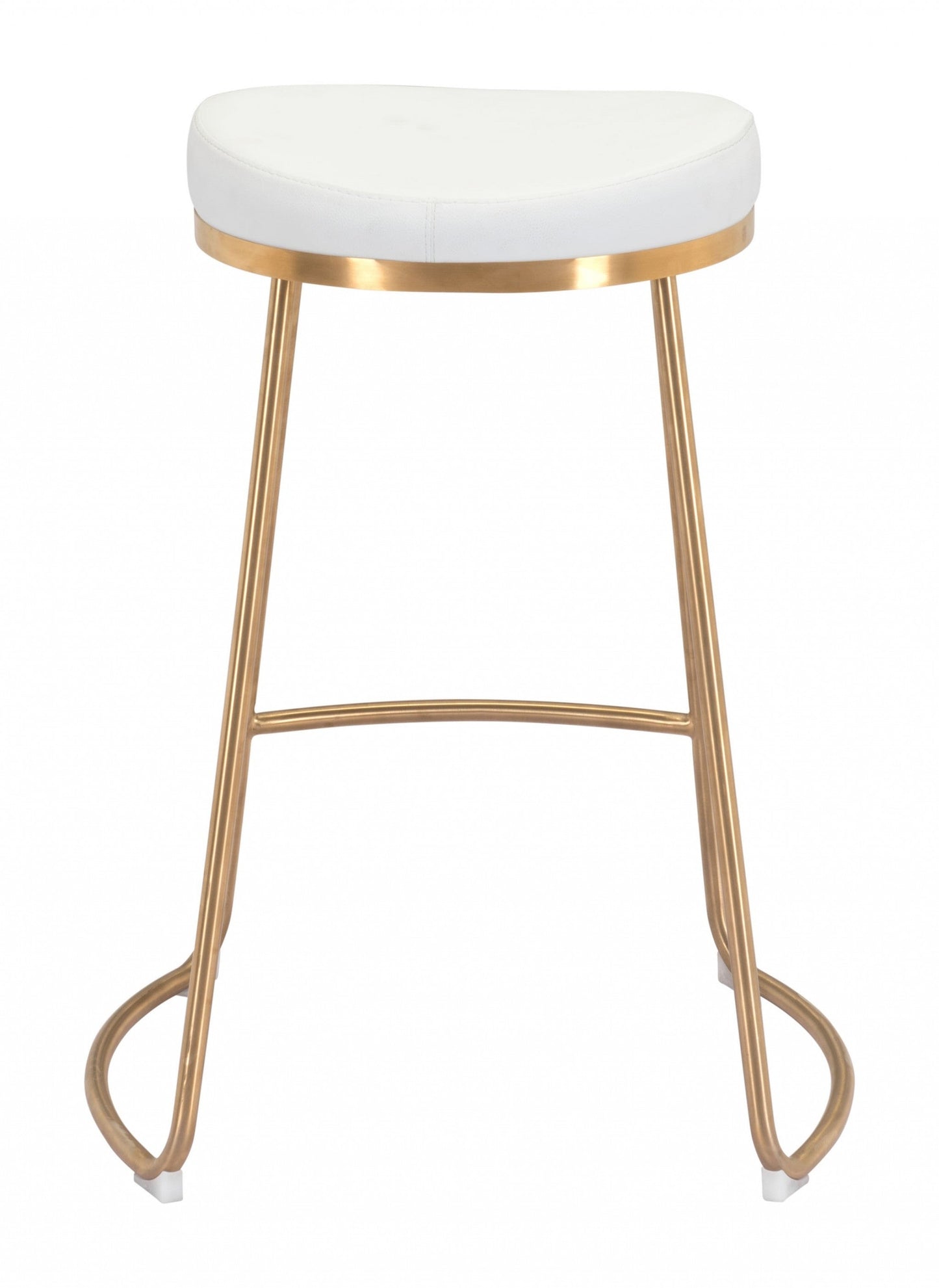 HomeRoots Set of 2 White And Gold Modern Glam Geo Backless Counter Stools