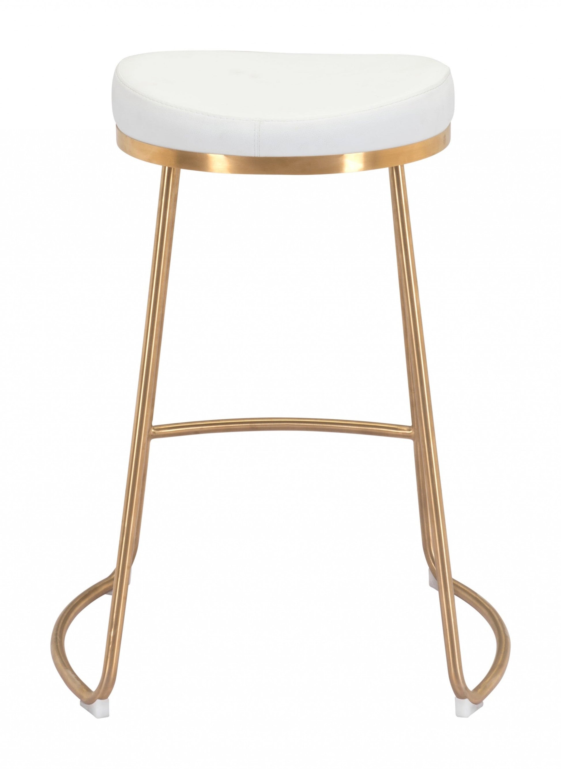 HomeRoots Set of 2 White And Gold Modern Glam Geo Backless Counter Stools