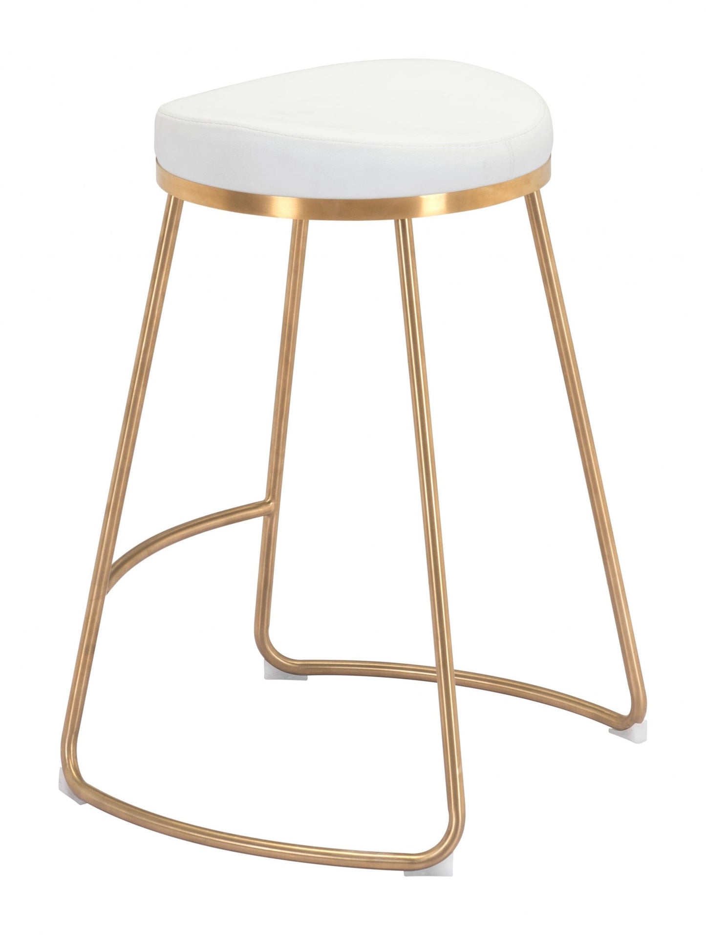 HomeRoots Set of 2 White And Gold Modern Glam Geo Backless Counter Stools