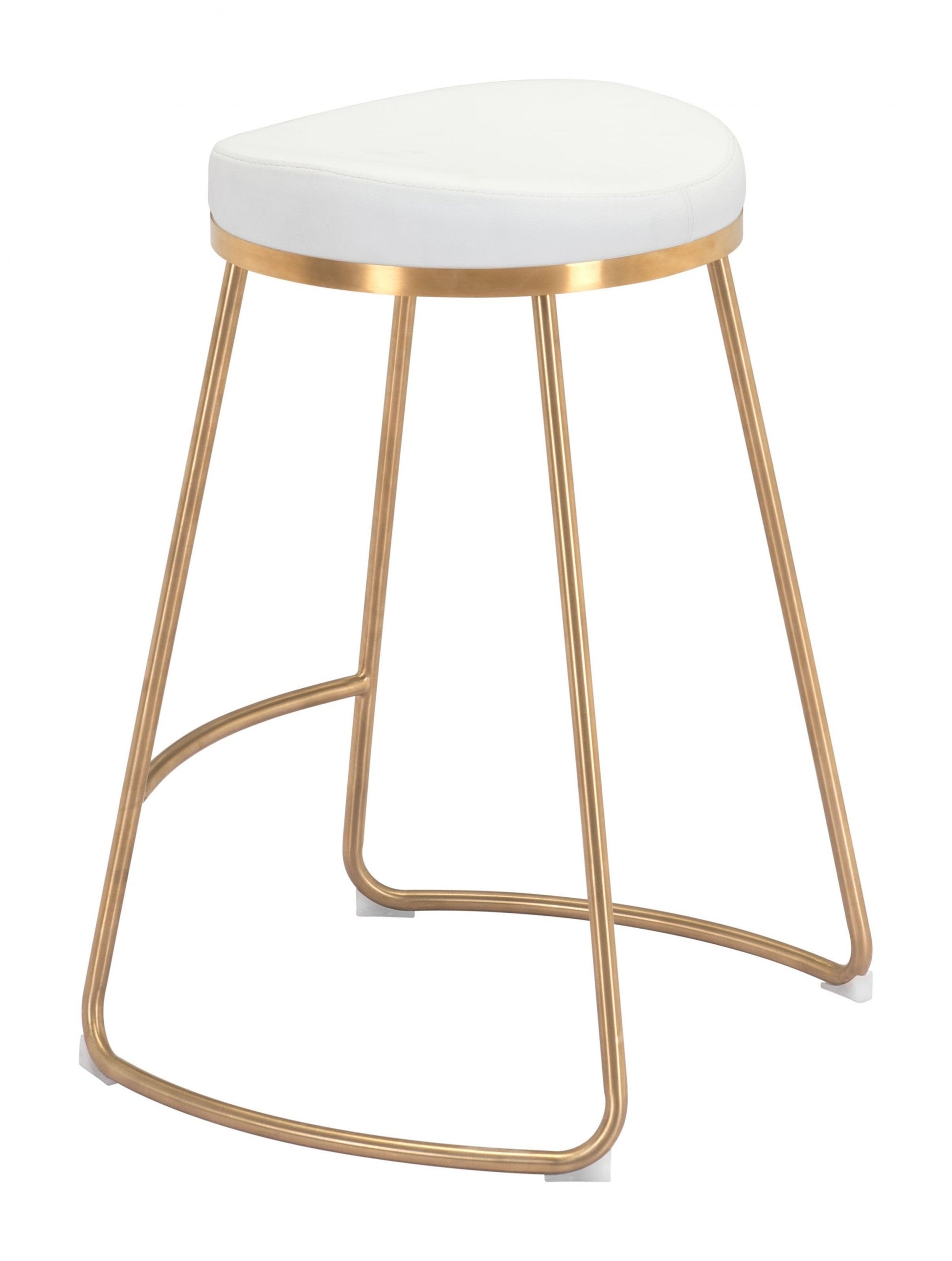 HomeRoots Set of 2 White And Gold Modern Glam Geo Backless Counter Stools
