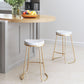 HomeRoots Set of 2 White And Gold Modern Glam Geo Backless Counter Stools