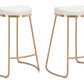 HomeRoots Set of 2 White And Gold Modern Glam Geo Backless Counter Stools