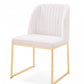 HomeRoots Set of 2 White Gold Faux Leather Fabric Dining Chairs