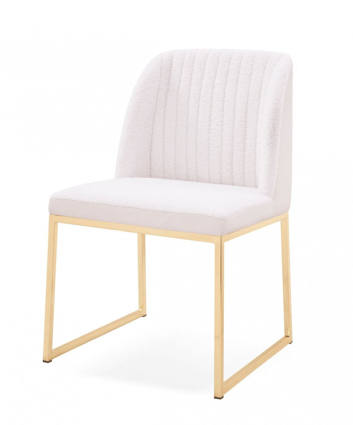 HomeRoots Set of 2 White Gold Faux Leather Fabric Dining Chairs