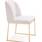 HomeRoots Set of 2 White Gold Faux Leather Fabric Dining Chairs
