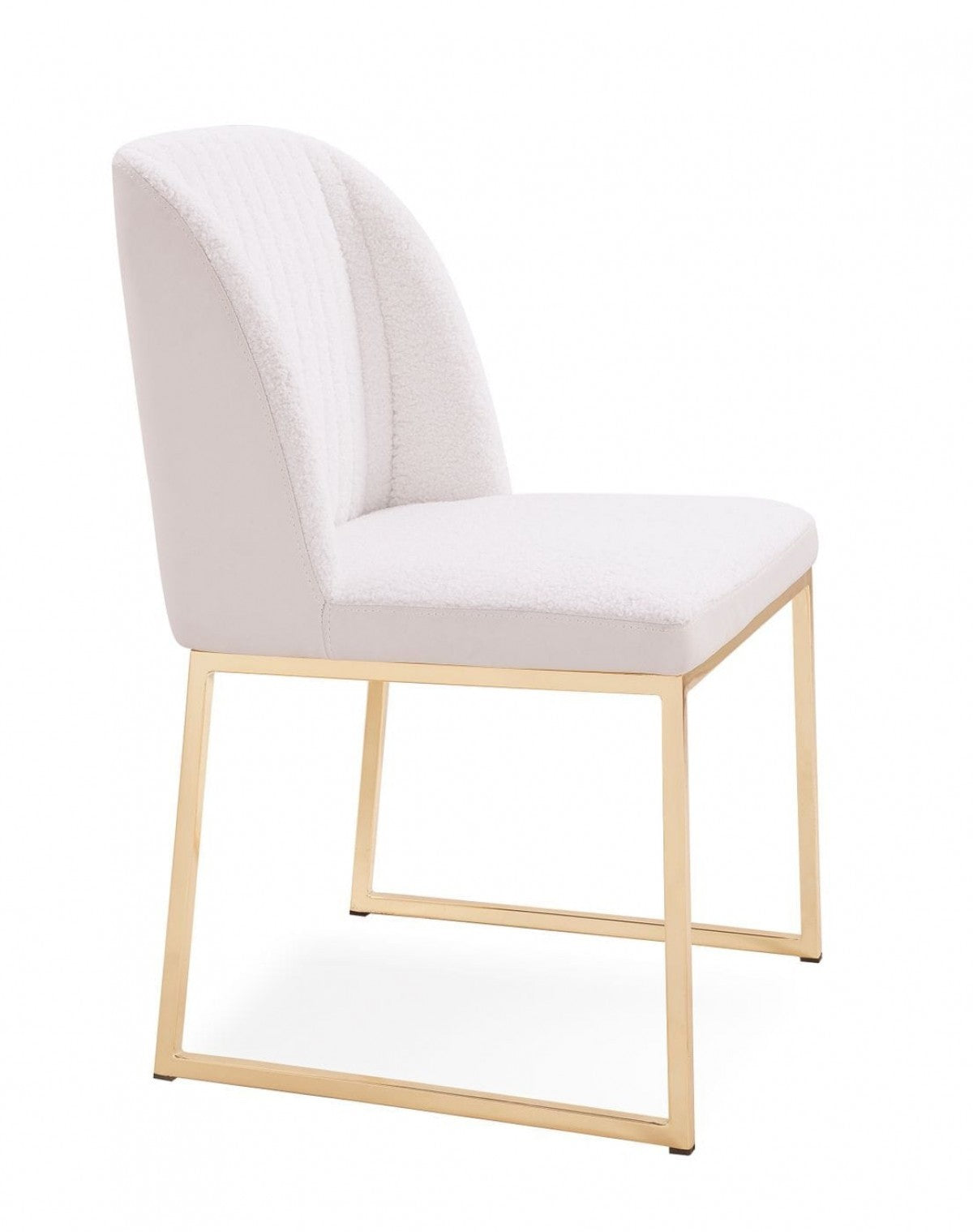 HomeRoots Set of 2 White Gold Faux Leather Fabric Dining Chairs