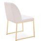 HomeRoots Set of 2 White Gold Faux Leather Fabric Dining Chairs
