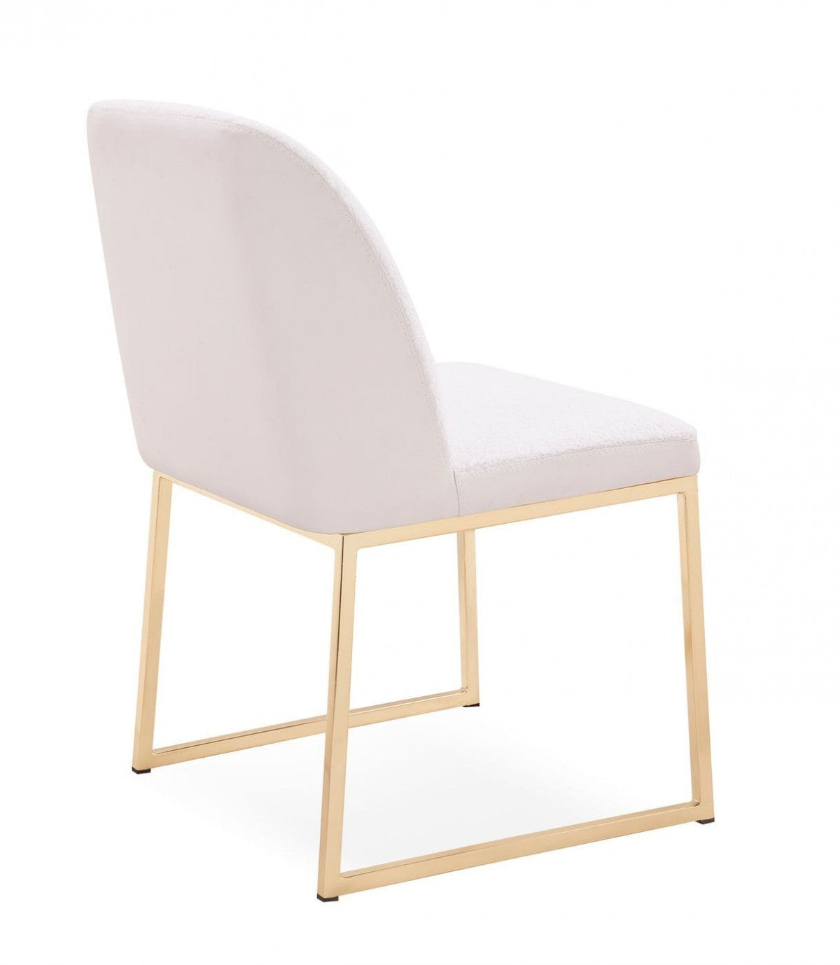 HomeRoots Set of 2 White Gold Faux Leather Fabric Dining Chairs