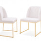 HomeRoots Set of 2 White Gold Faux Leather Fabric Dining Chairs