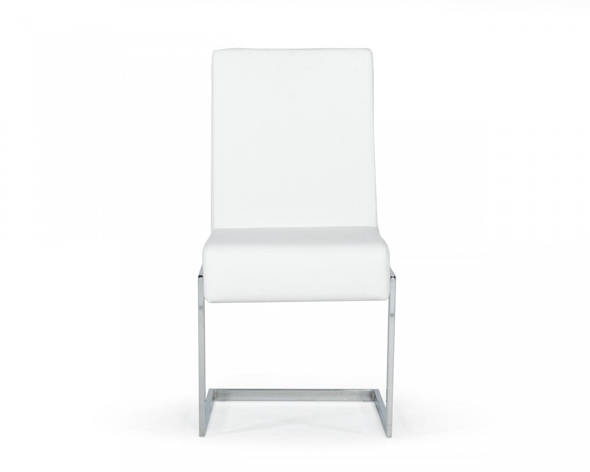 HomeRoots Set of 2 White Silver Modern Dining Chairs