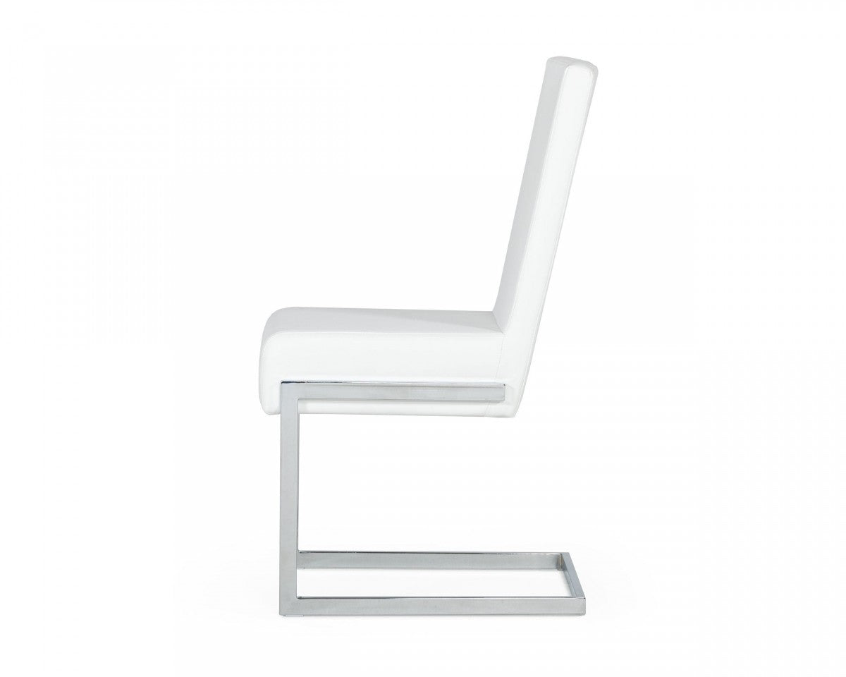 HomeRoots Set of 2 White Silver Modern Dining Chairs