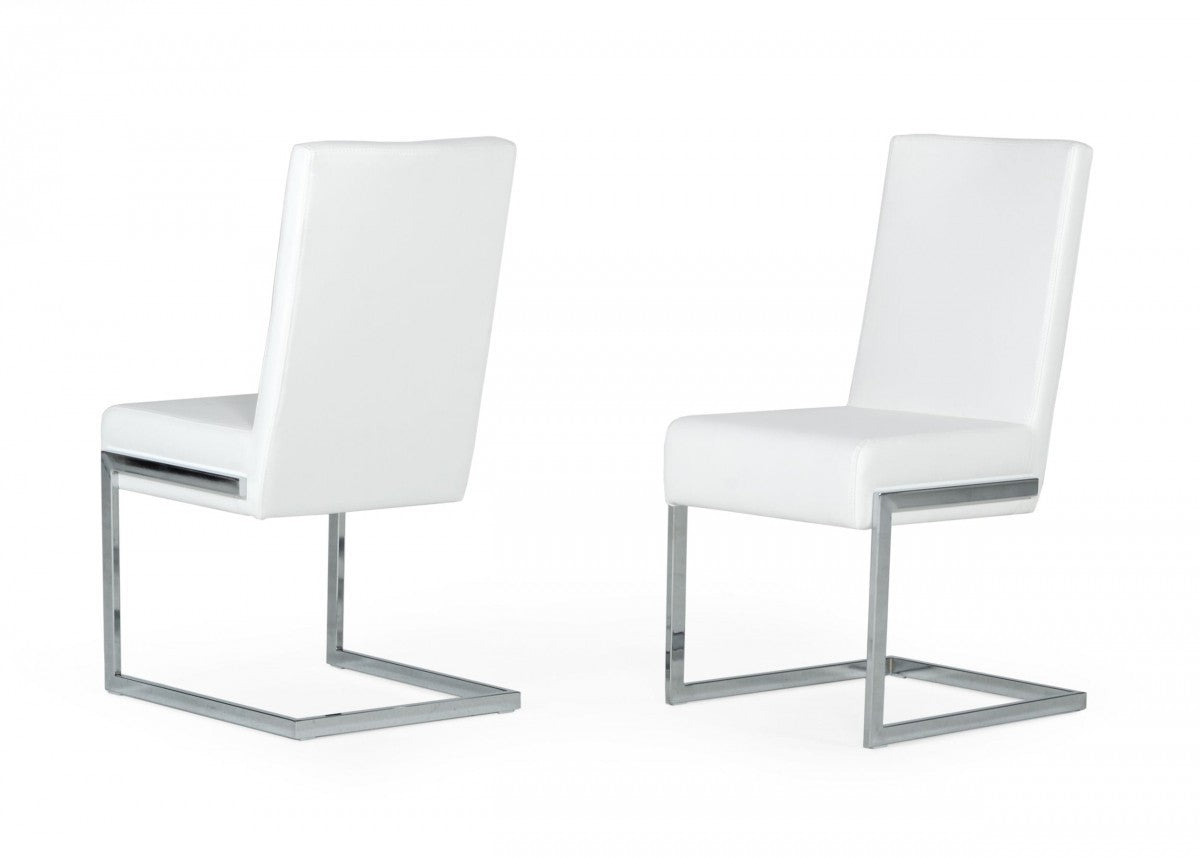 HomeRoots Set of 2 White Silver Modern Dining Chairs