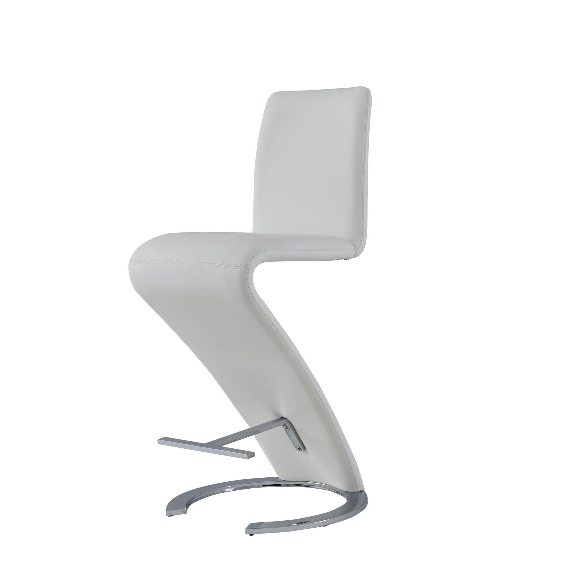HomeRoots Set of 2 White Z Shape design Barstools with Horse Shoe Shape Base