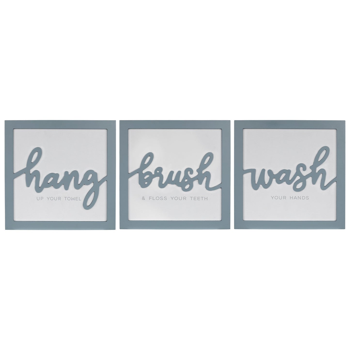 HomeRoots Set of 3 Blue Hang Brush Wash Framed Wall Art
