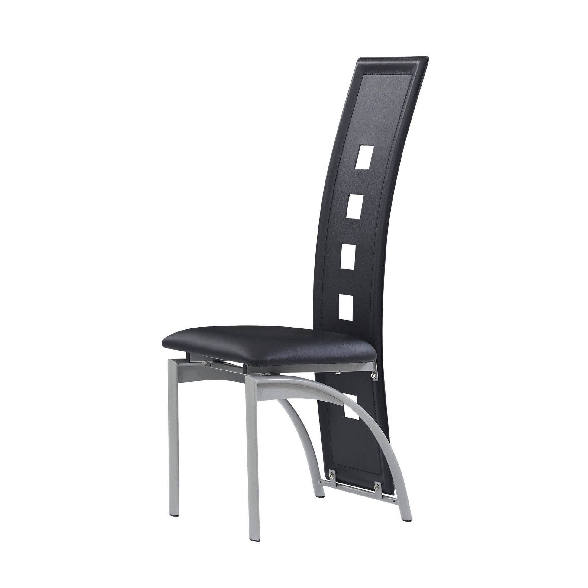 HomeRoots Set of 4 Black Curved back Dining Chairs With Silver Metal Legs