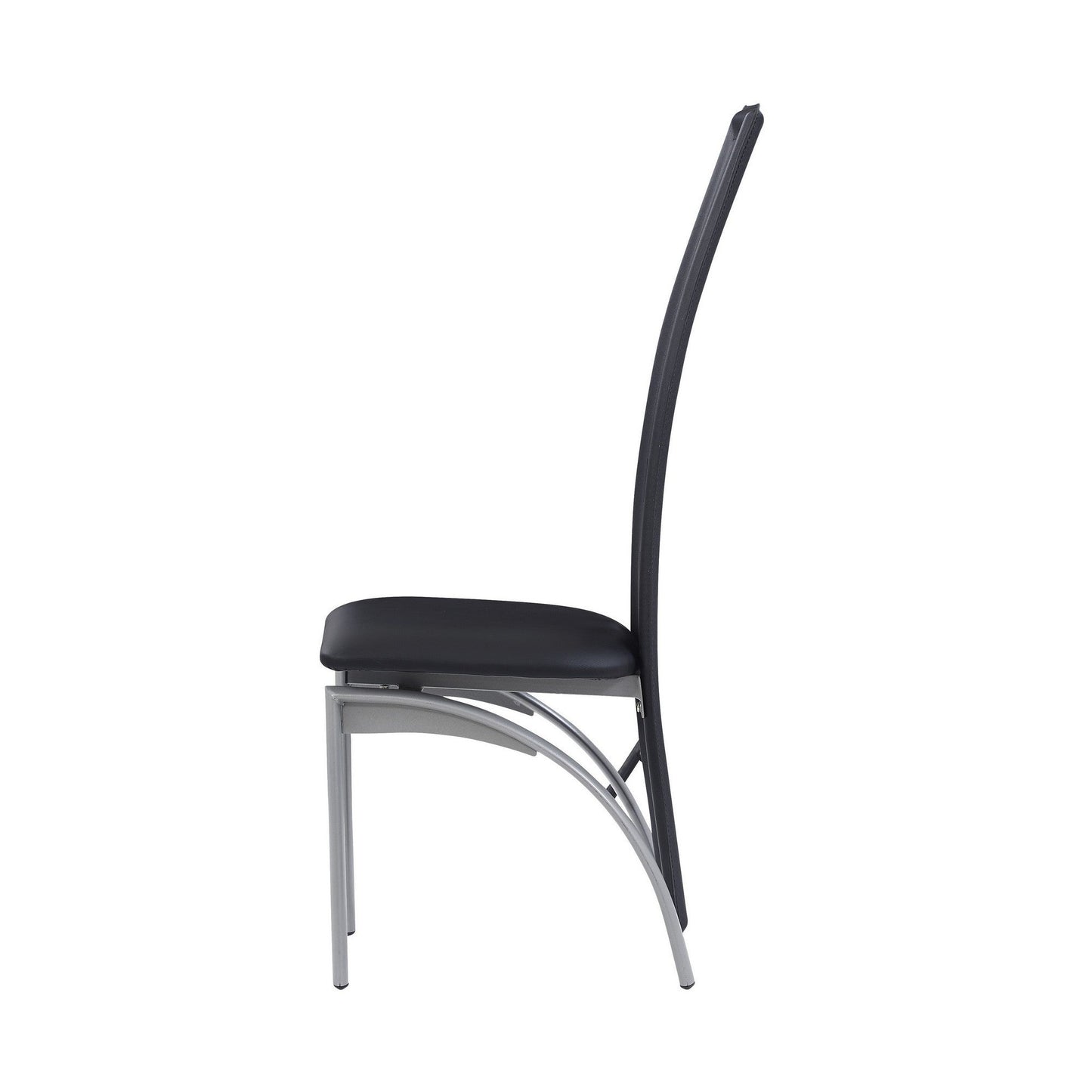 HomeRoots Set of 4 Black Curved back Dining Chairs With Silver Metal Legs