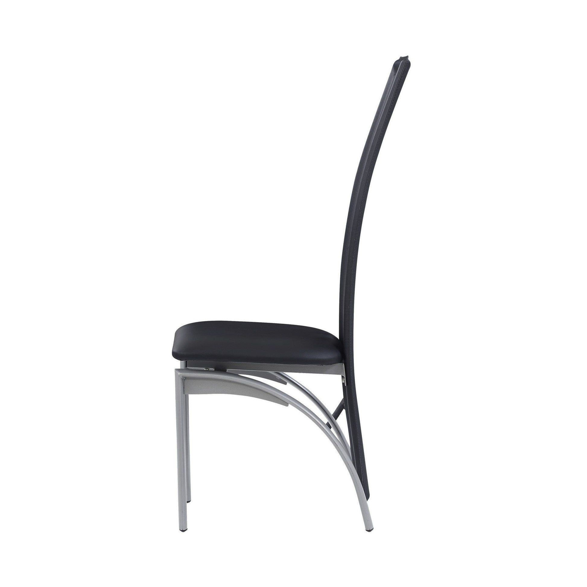 HomeRoots Set of 4 Black Curved back Dining Chairs With Silver Metal Legs