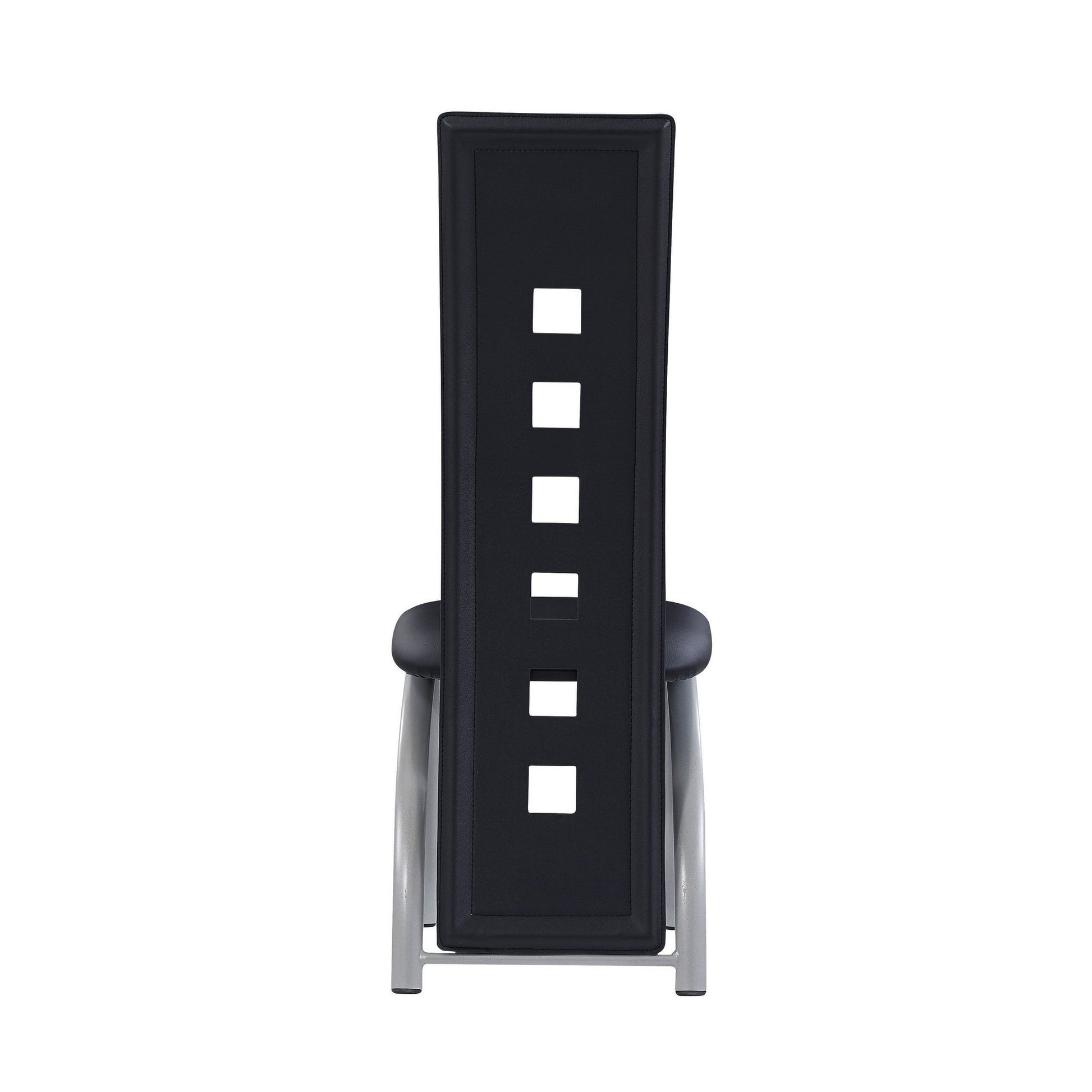HomeRoots Set of 4 Black Curved back Dining Chairs With Silver Metal Legs