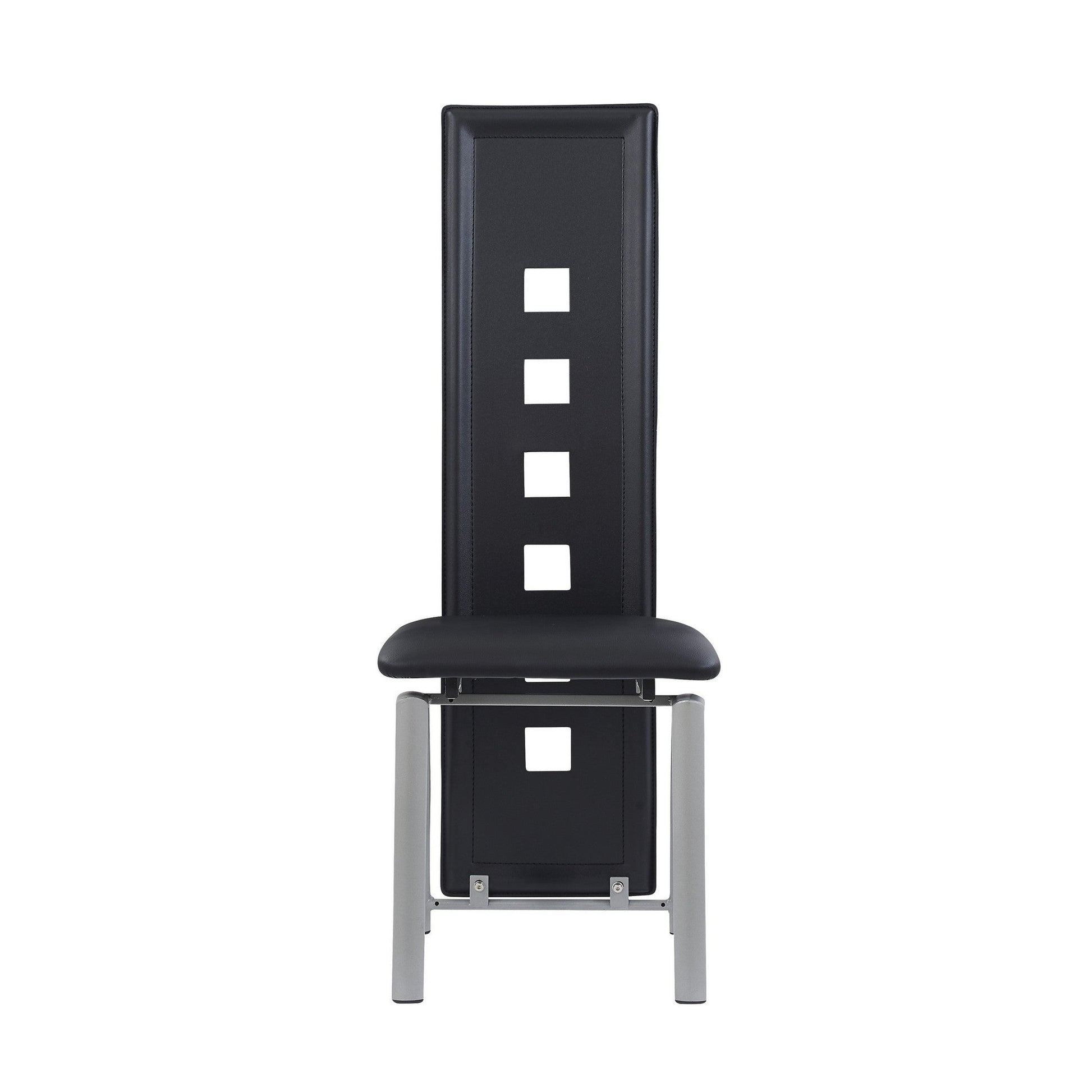 HomeRoots Set of 4 Black Curved back Dining Chairs With Silver Metal Legs
