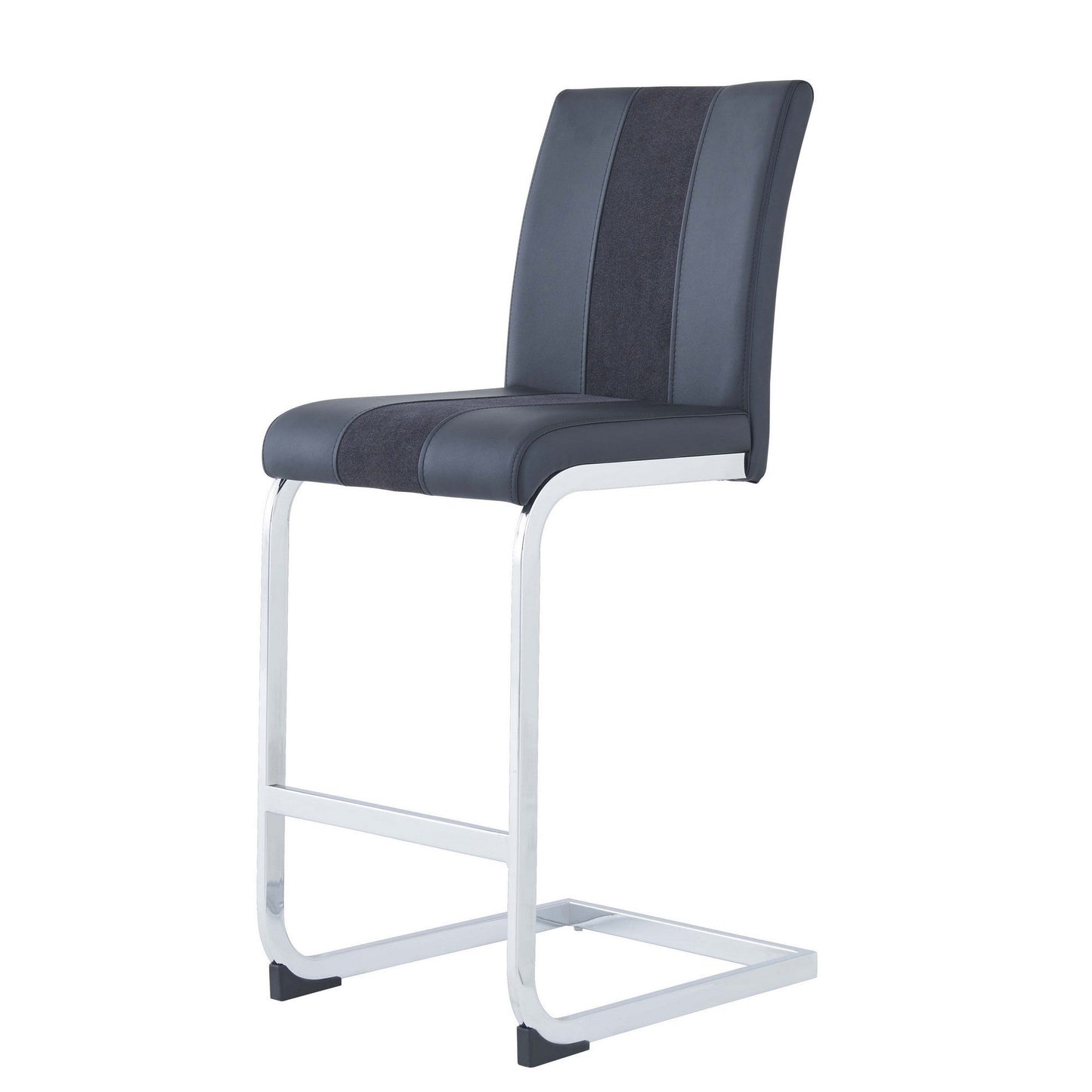 HomeRoots Set of 4 Black Two tone Barstools with Silver Tone Metal Base
