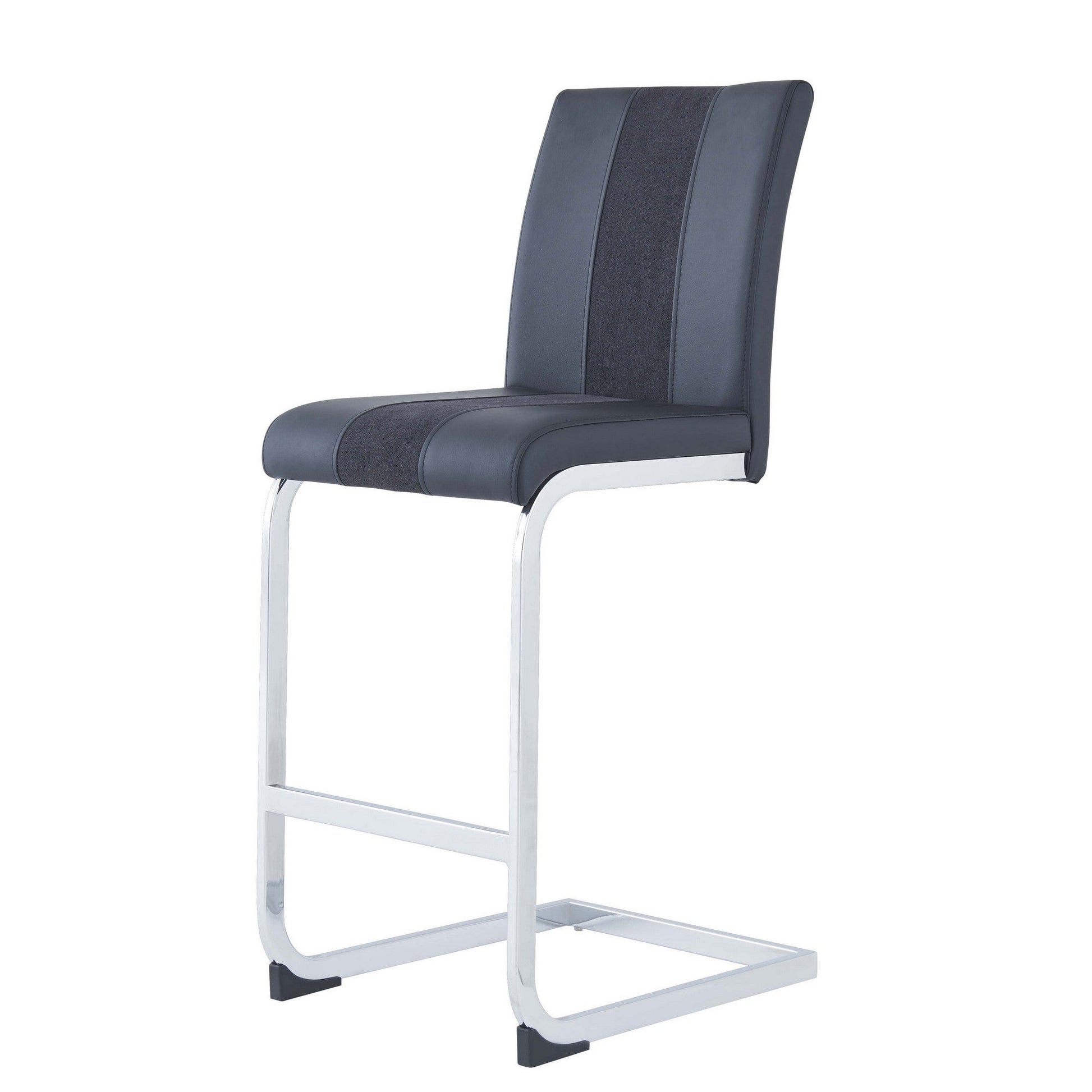 HomeRoots Set of 4 Black Two tone Barstools with Silver Tone Metal Base