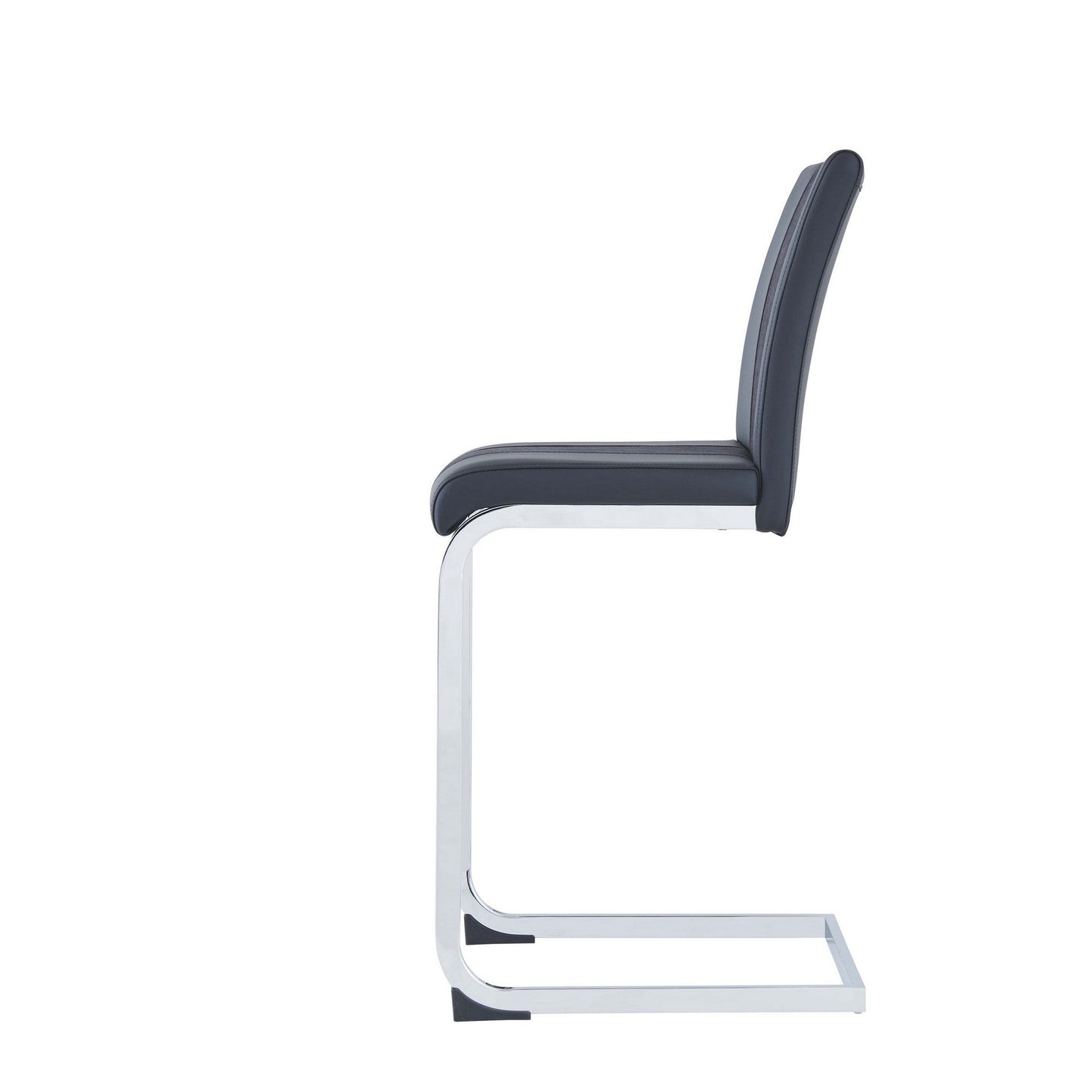 HomeRoots Set of 4 Black Two tone Barstools with Silver Tone Metal Base