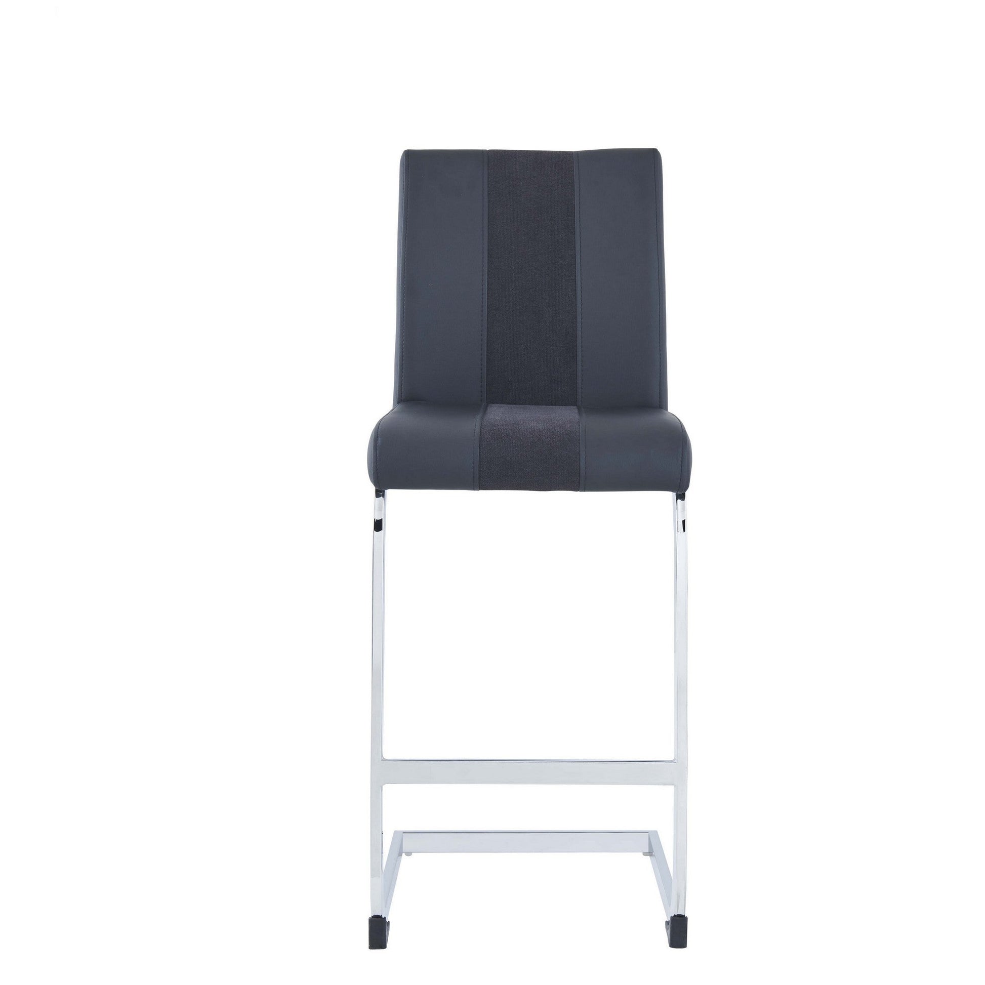 HomeRoots Set of 4 Black Two tone Barstools with Silver Tone Metal Base