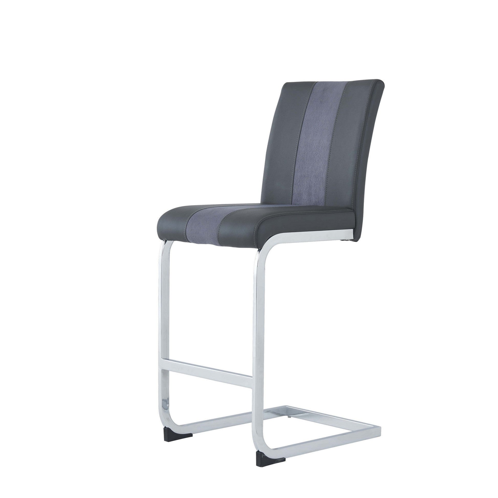 HomeRoots Set of 4 Grey Two tone Barstools with Silver Tone Metal Base