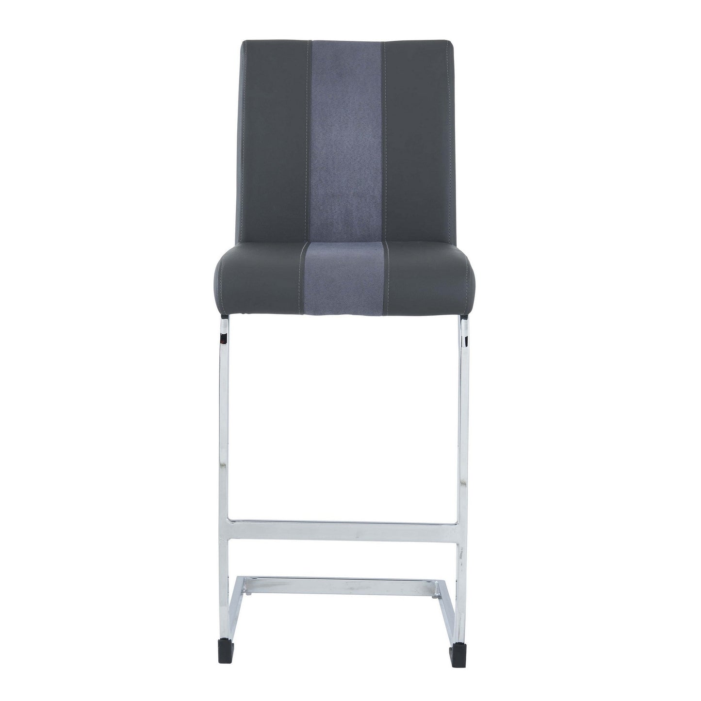 HomeRoots Set of 4 Grey Two tone Barstools with Silver Tone Metal Base