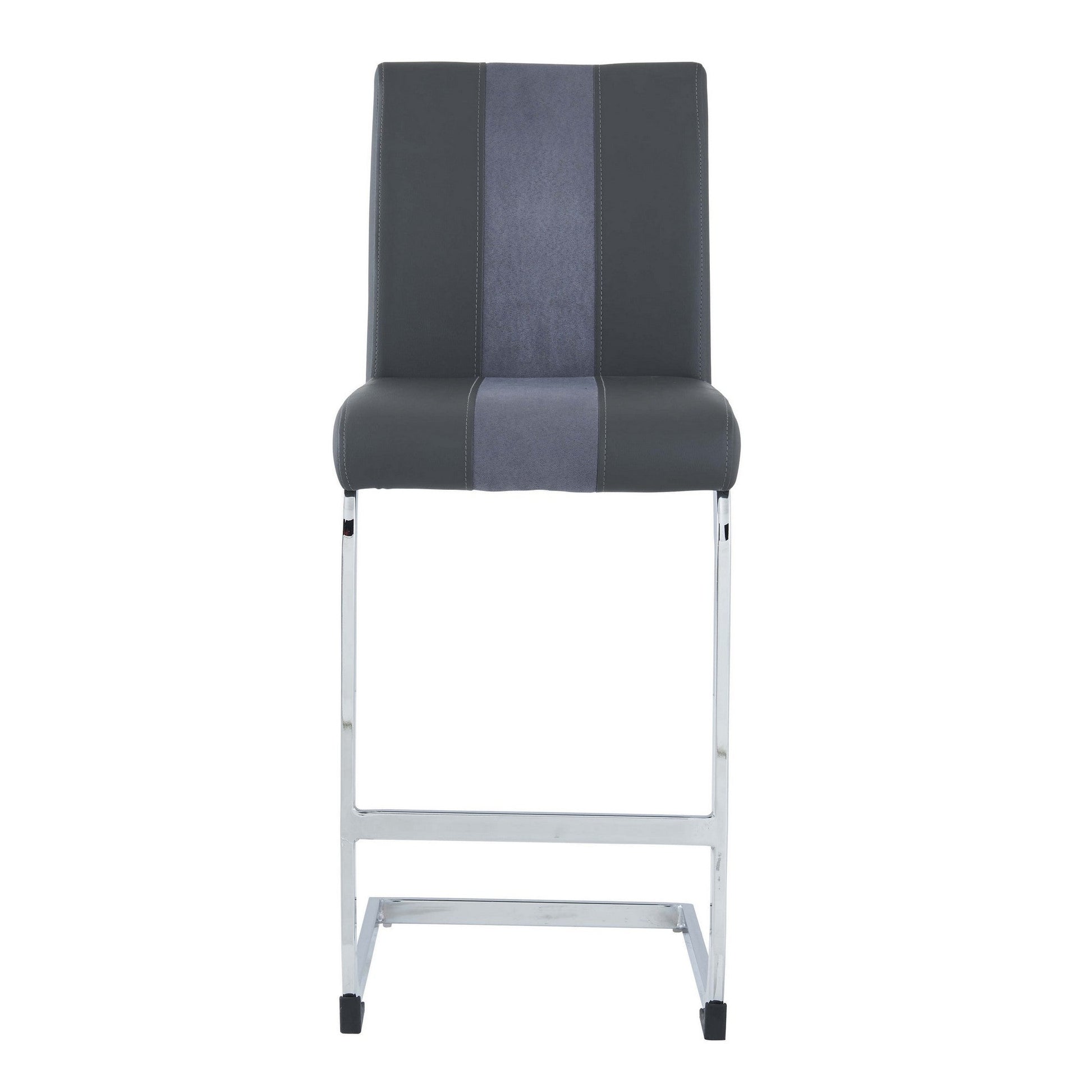 HomeRoots Set of 4 Grey Two tone Barstools with Silver Tone Metal Base