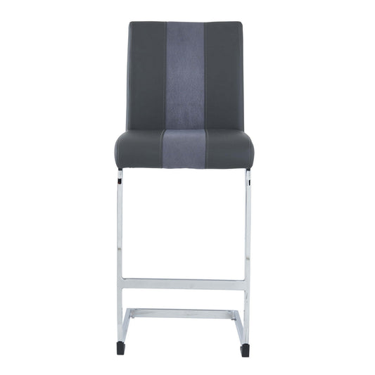 HomeRoots Set of 4 Grey Two tone Barstools with Silver Tone Metal Base