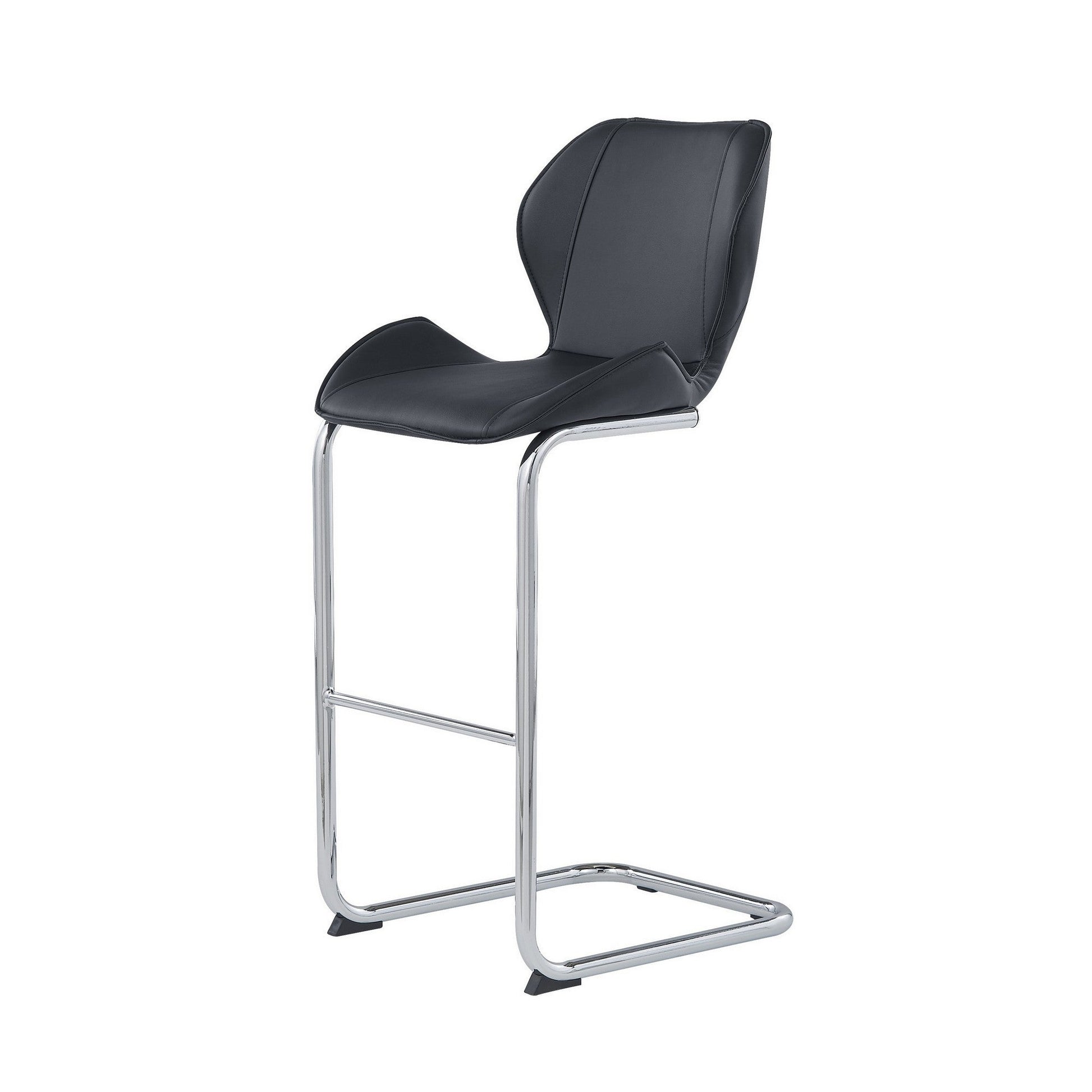 HomeRoots Set of 4 Modern Black Barstools with Chrome Legs