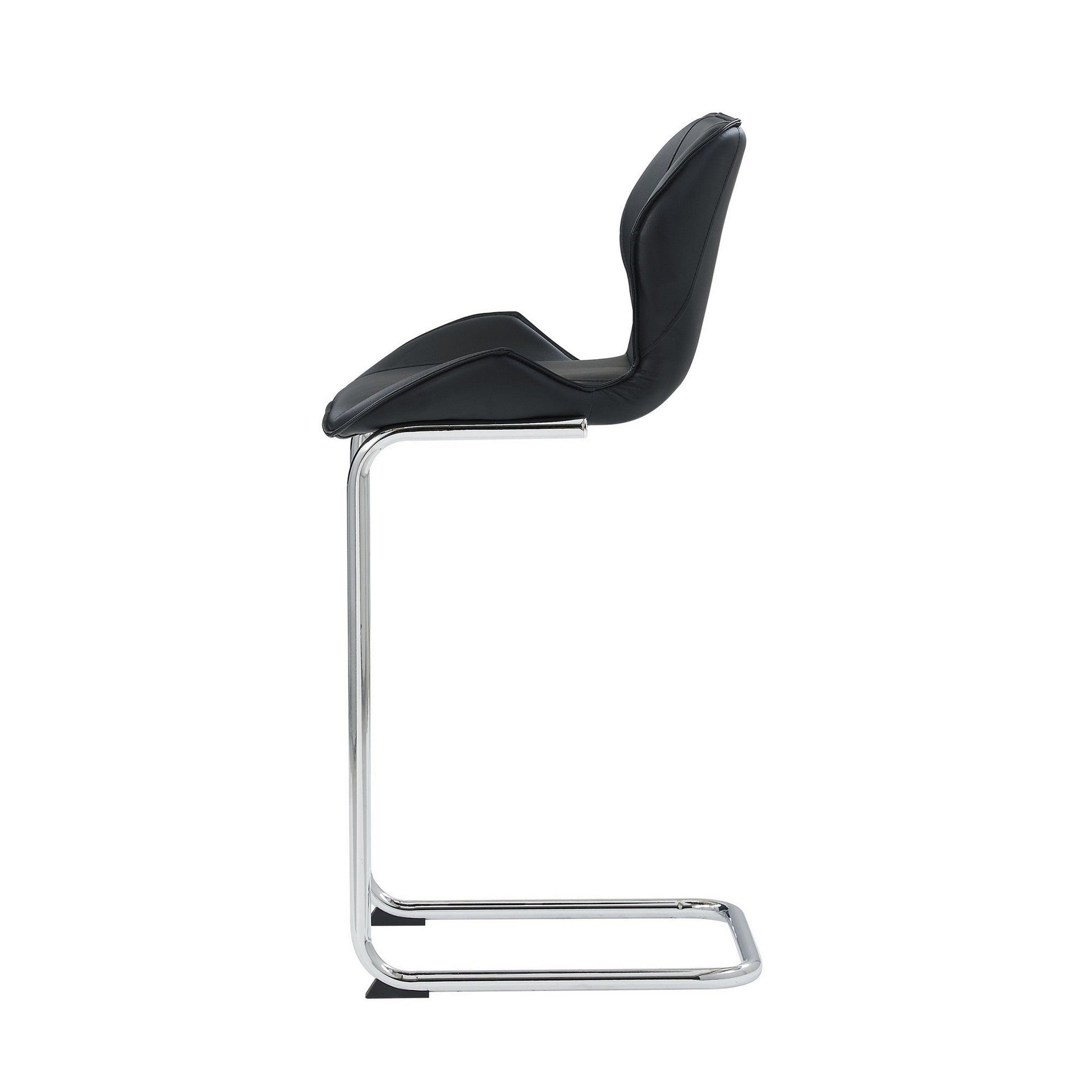 HomeRoots Set of 4 Modern Black Barstools with Chrome Legs