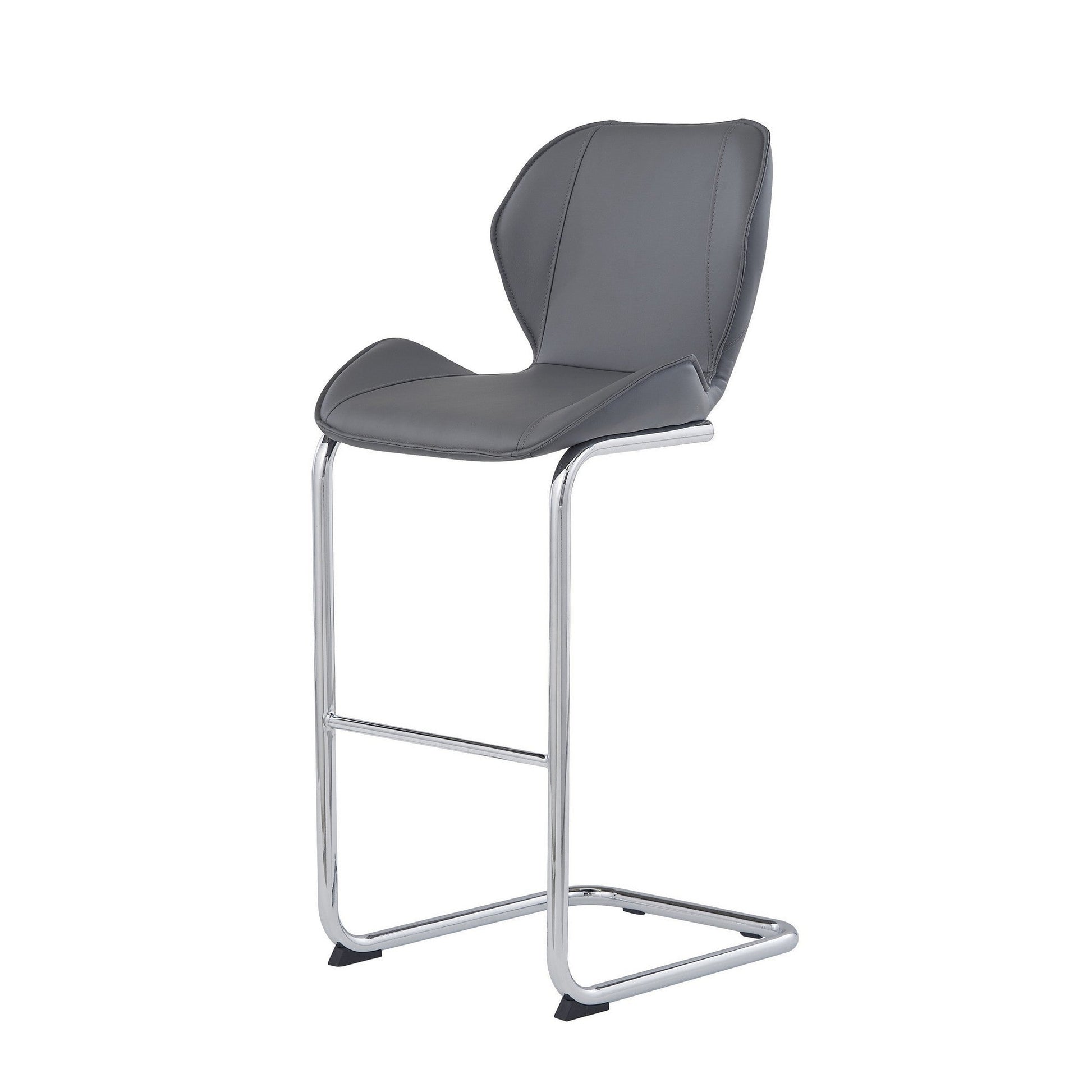 HomeRoots Set of 4 Modern Grey Barstools with Chrome Legs