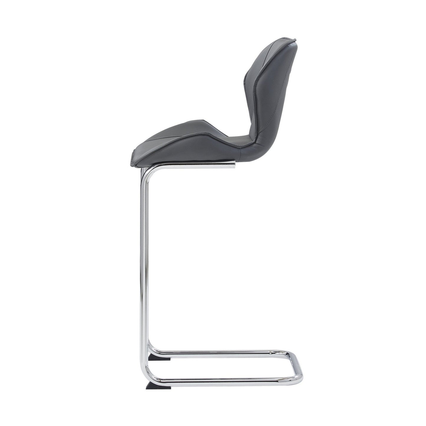 HomeRoots Set of 4 Modern Grey Barstools with Chrome Legs