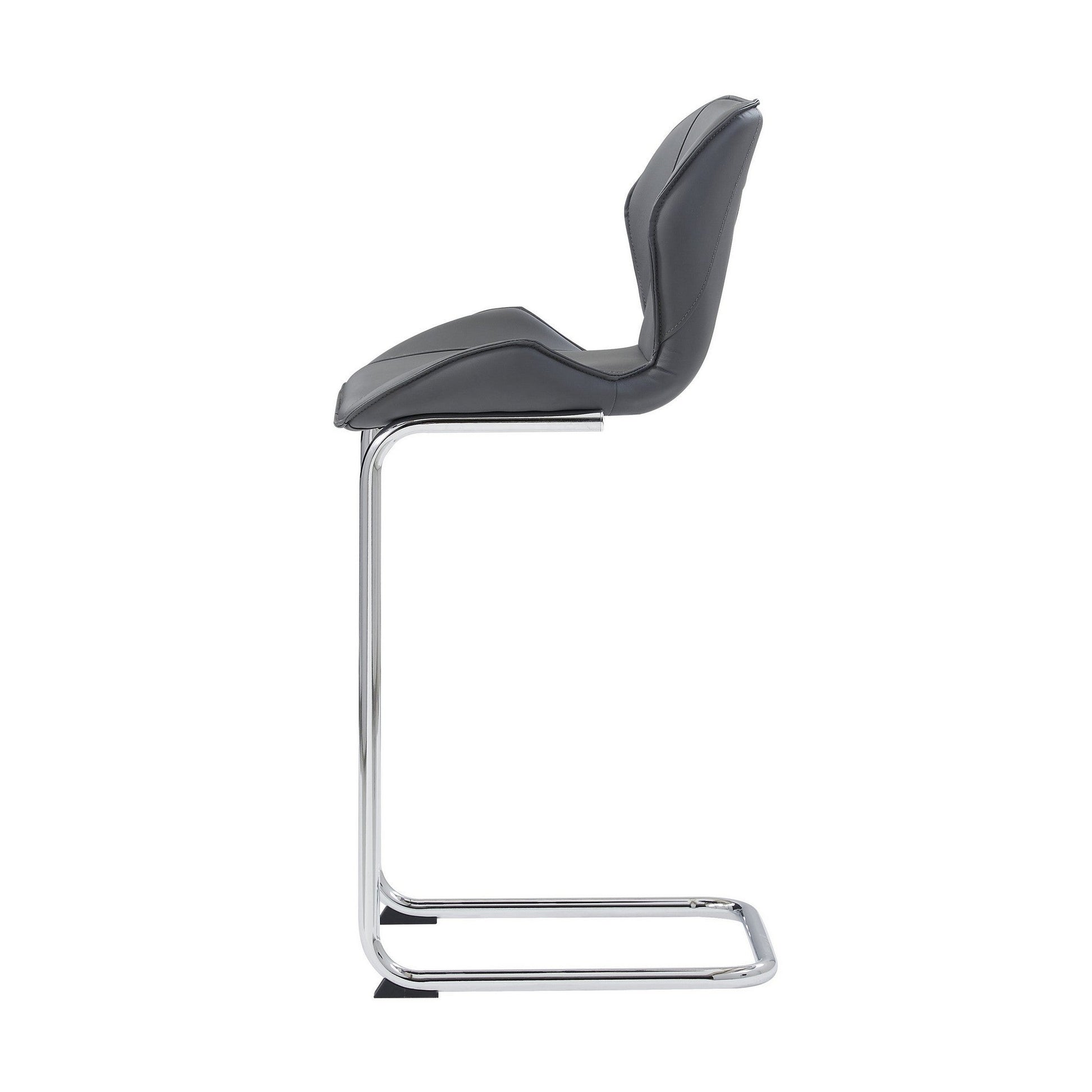 HomeRoots Set of 4 Modern Grey Barstools with Chrome Legs